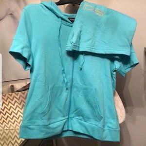 Bebe turquoise short outfit size L